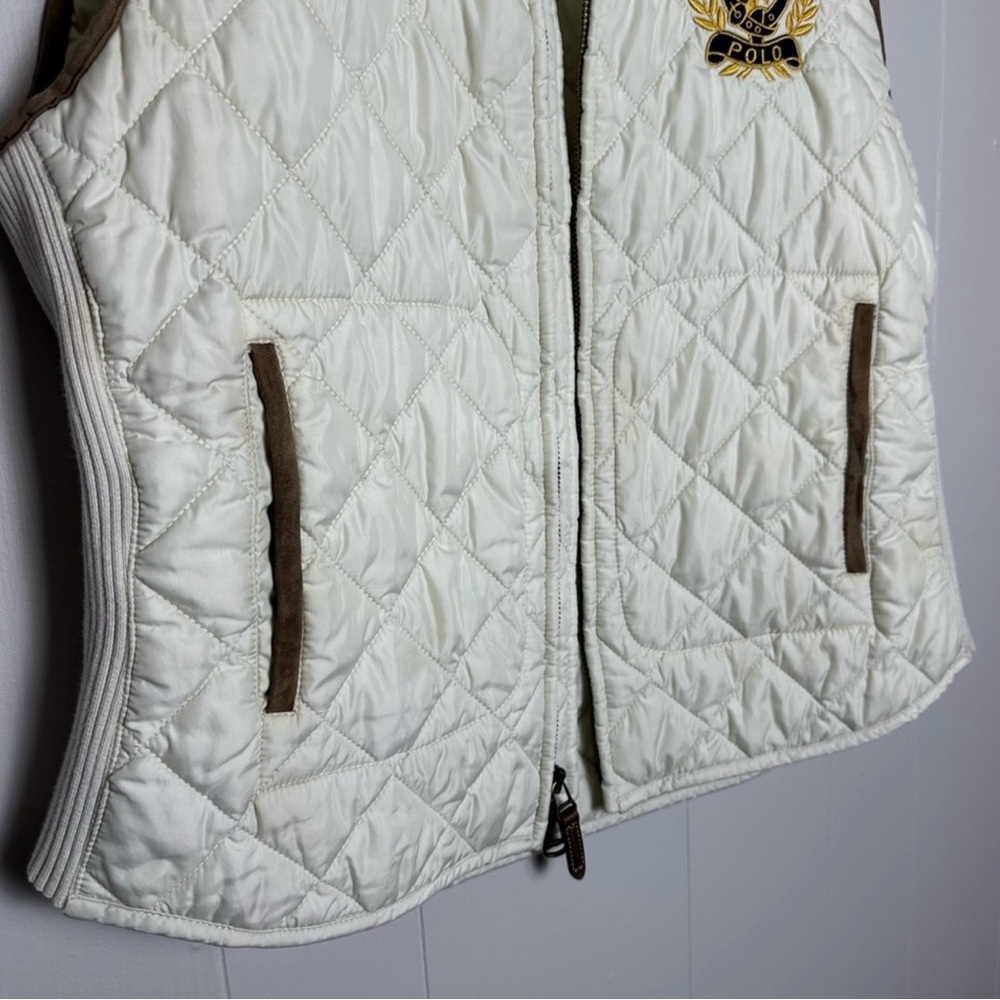 Polo by Ralph Lauren Women's Cream Quilted Vest with Crest vintage - Picture 3 of 11